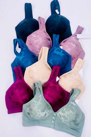 Pack of 6 Daisy Bras for Older women wire free button front Bra