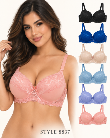 Women's Full Cover 3hooks underwire Push-ups Bras-Pack of 6