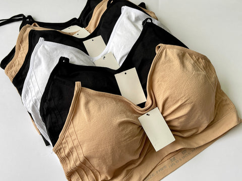 PACK OF 6 WOMEN'S SEAMESS SPORTS BRAS Basic Color Plus Size L, XL, 2XL